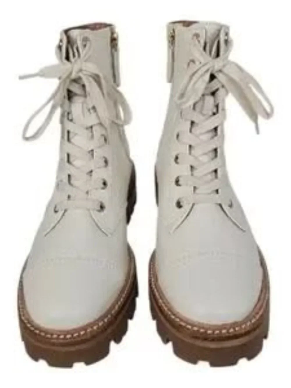 Kate Spade Merritt Lug Sole Combat Boots Ivory Leather NWT Size 9